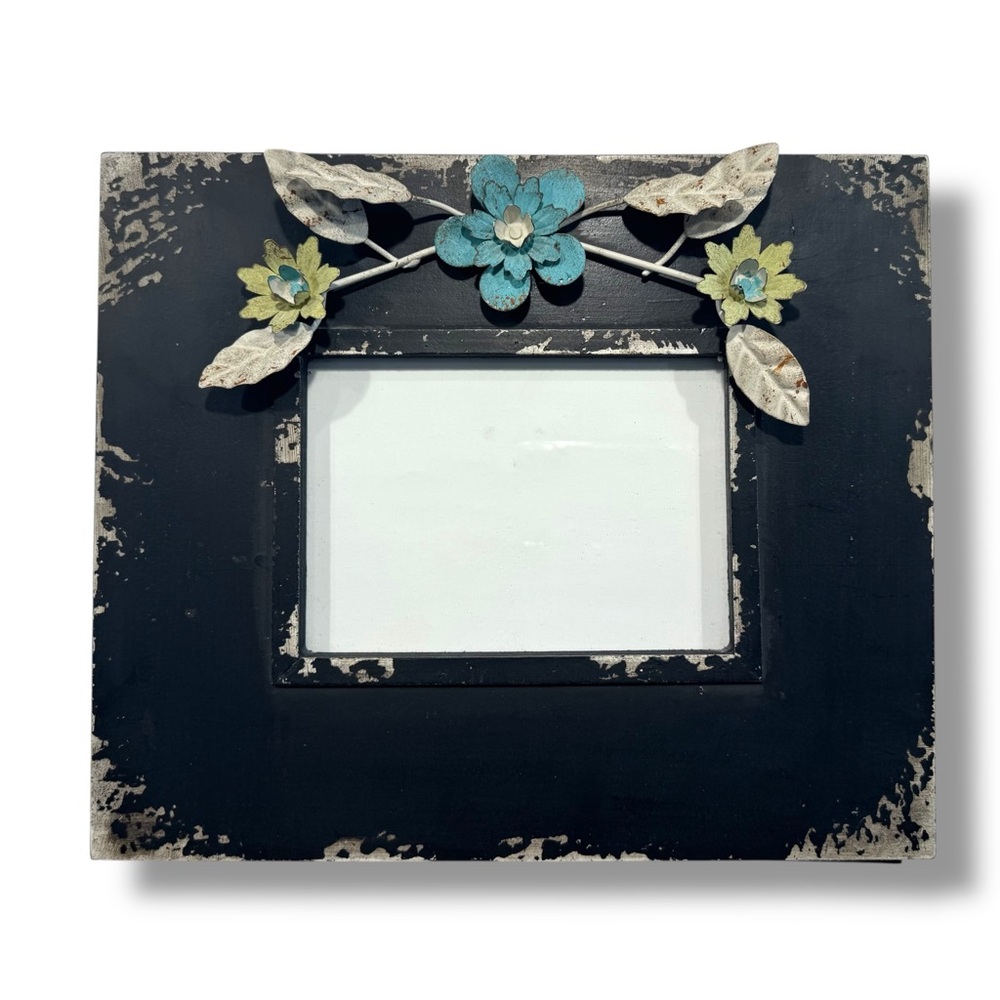 Picture Frame with Metal Floral Accents